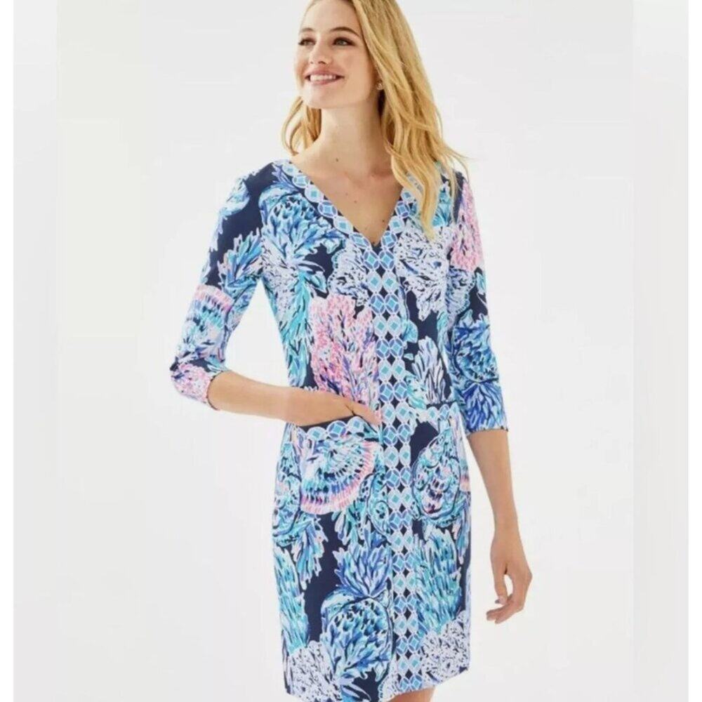 Lilly Pulitzer High Tide Navy Party In Paradise Engineered Sophya Dress Size Med